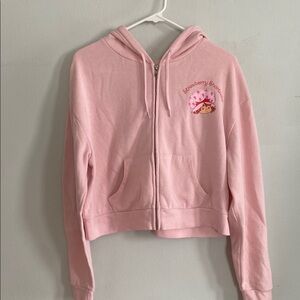 Cropped Pink Strawberry Shortcake Zip-up Hoodie